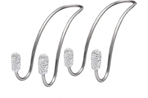 JOJOY LUX 2 Pack Seat Back Organizers,Bling Diamond Universal Organizer Hooks Car Headrest Hangers Hooks, Bag Organizers Rack and Hanger, Heavy-duty Auto Backseat Storage Hooks (Silver)
