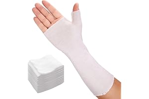 Velpeau Hand Socks for Splint (Pack of 10), Breathable, Thin Stockinette Tubing for Arm, Wrist Brace with Thumb Spica Liner, Cotton Gauze Sleeve, Under Cast Wrap, Arm Cover for Men and Women (White, Light Version, M)