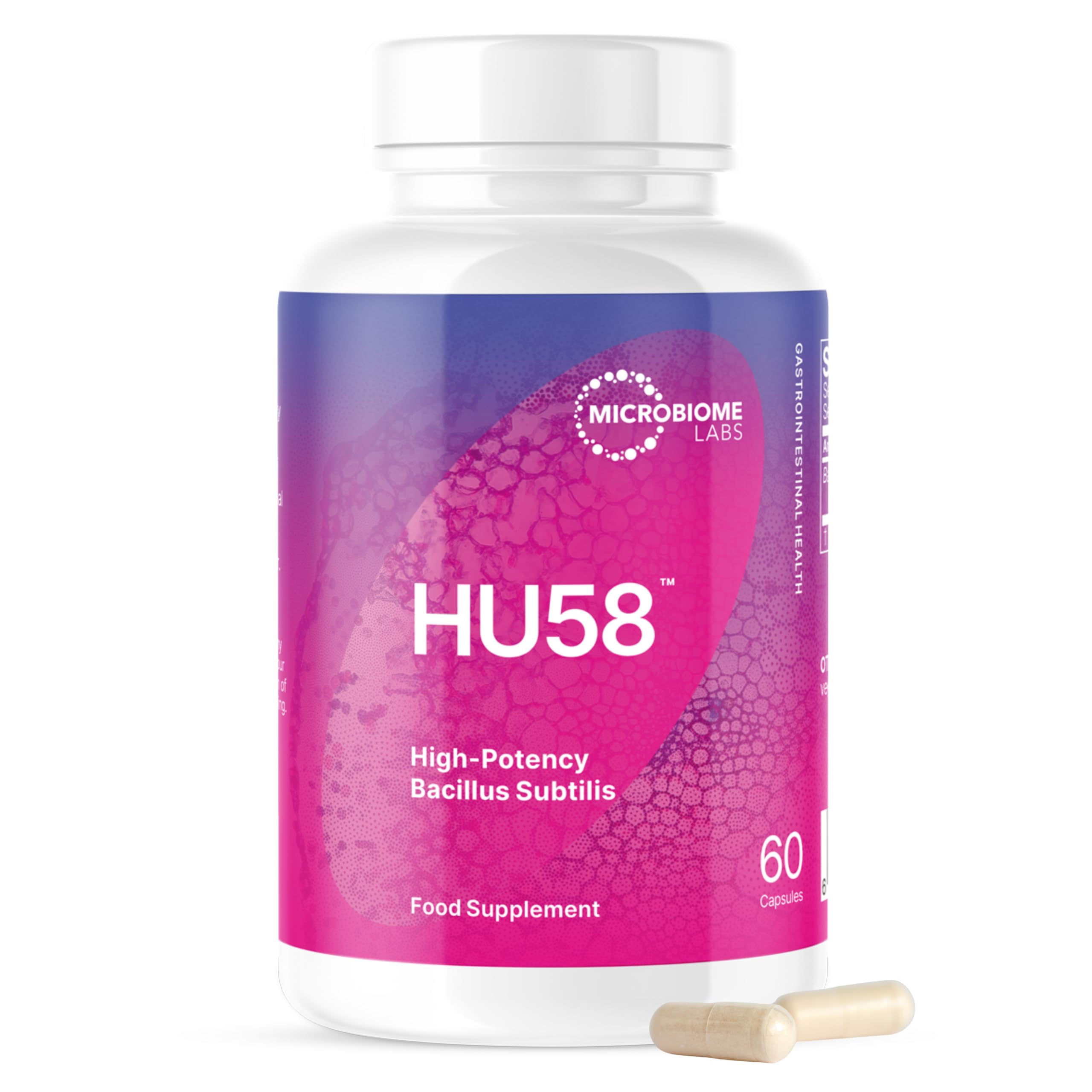 Microbiome Labs HU58 – High-Potency Bacillus subtilis Spore Probiotic Supplement – Probiotics for Digestive Health & Gut Support, Ideal for Men & Women – 100% Survivability – 60 Vegan Capsules