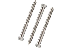 Conquest Fasteners 1/2"-6 x 5-1/2" Hex Head Lag Bolt (25 Pack) - 304 Stainless Steel, Hexagon Head Wood Screw