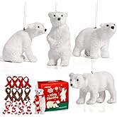 Polar Bear Christmas Decorations, Polar Bear Plush with Scarves in 3 Colors, Christmas Tree Ornaments Rustic Home Decor Gift for Kids Girl Boy Woman-4 Pcs