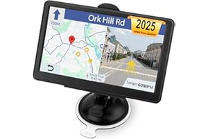 JUNIWEY Car GPS Navigator for Truck RV, Car GPS Navigation with 2025 Maps, 7 inch Touchscreen Truck GPS Navigation System, Lifetime Free Updates, RV Vehicle GPS for Trucker with Speed Warning, Voice Guidance