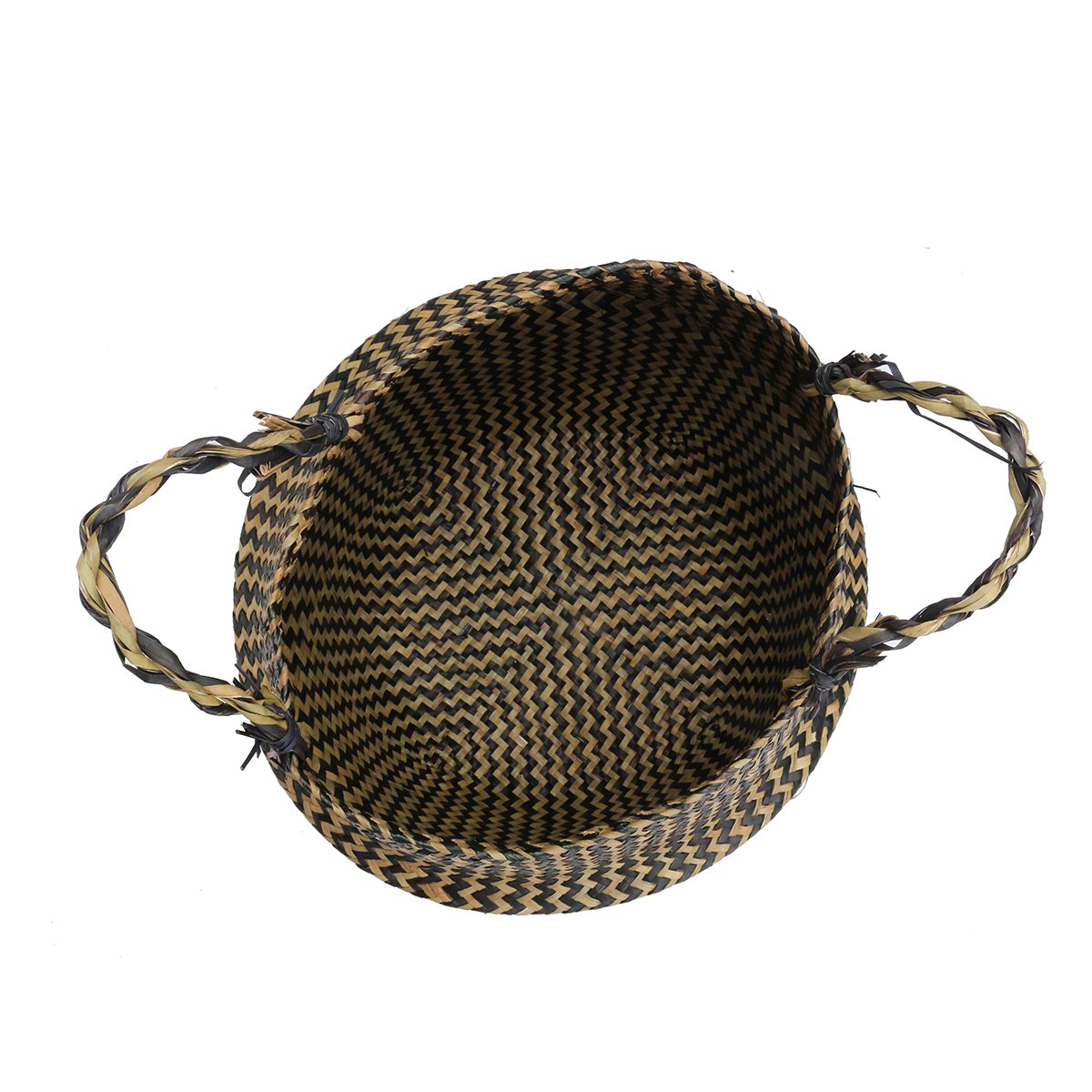 Jeteven Panier Osier Rangement Pliable Tressé à la Main Panier Vintage de Linge Fleur Plante Style Campagne Déco Maison 32 x 28cm