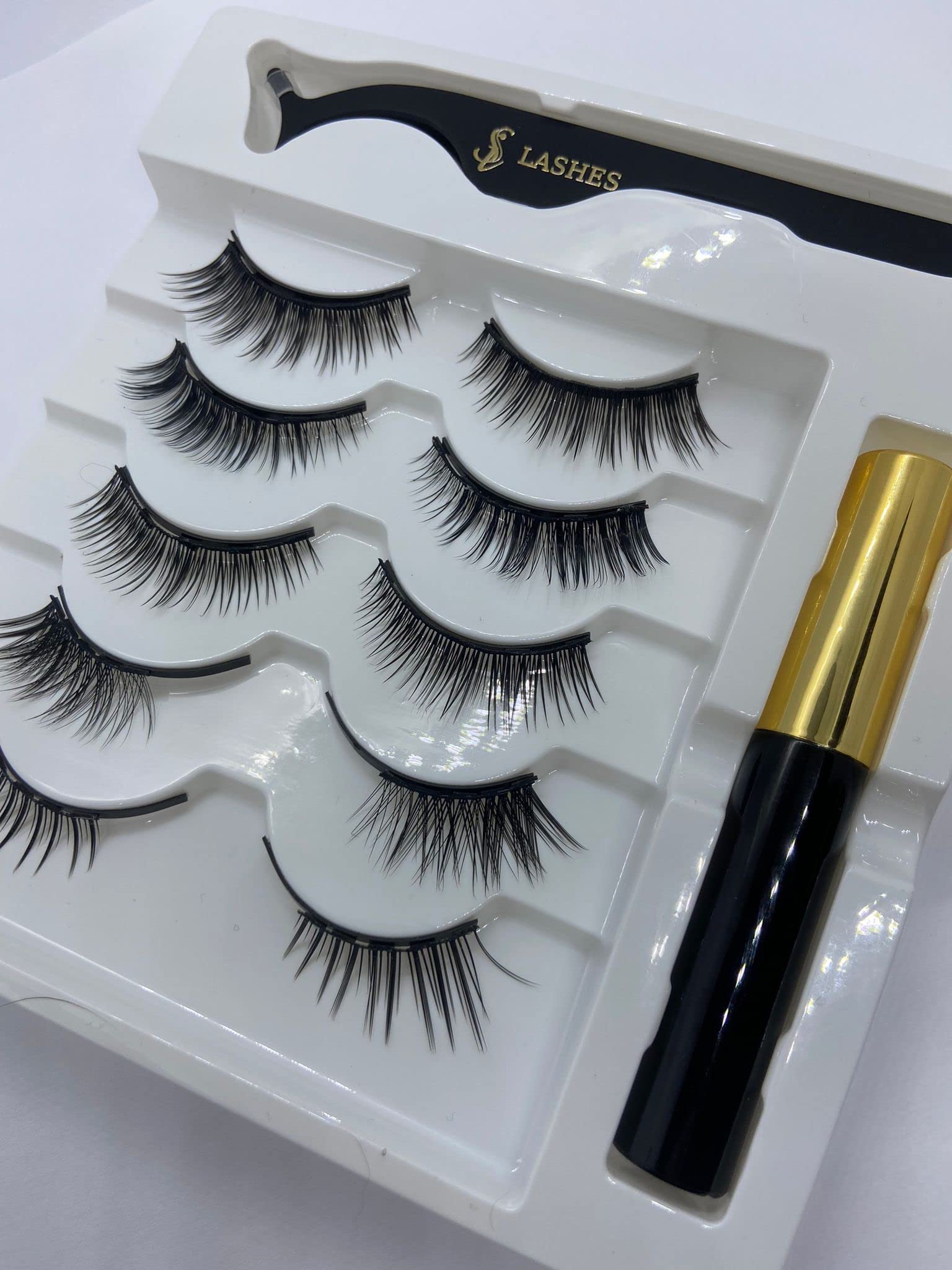 SiLashes Magnetic Eyelashes Russian Volume Extension Look 5Pairs 3D Natural False Lashes Magnetic Eyeliner and Lashes Kit !, Natural Look Russian Lashes DD Curl Chelsea Kit (Pack of 1)