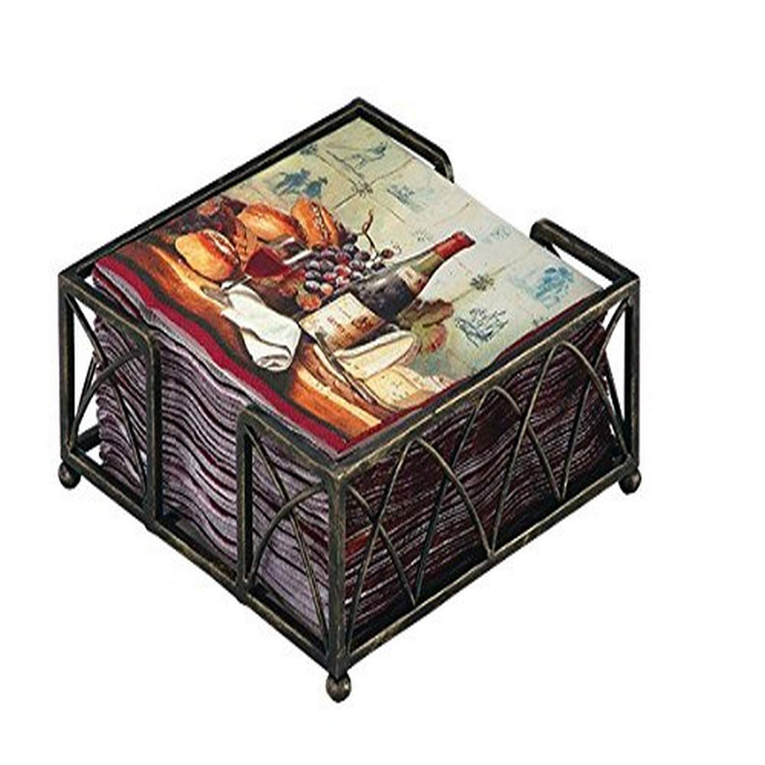 Boston International BID54 Antique Brass Cocktail Napkin Caddy, Arch Design, Cardboard