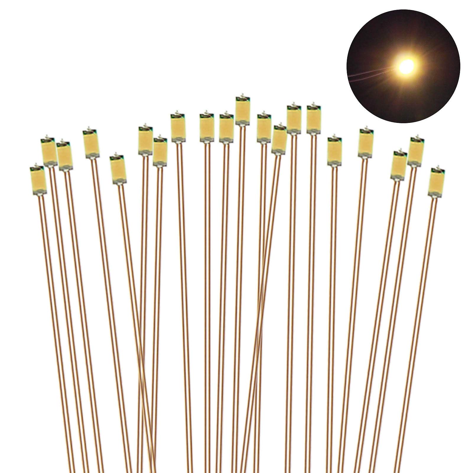 Evemodel C0603WM 20pcs Pre-soldered micro 0.1mm Copper Wired WARM WHITE SMD Led 0603 NEW