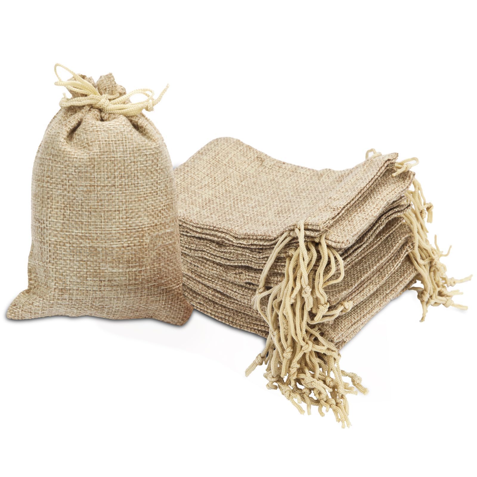 Hessian Drawstring Bags - 7x9cm, 30pcs Reusable Jute Bags for Small Advent Calendar, Party, Wedding, Jewelry & DIY Craft