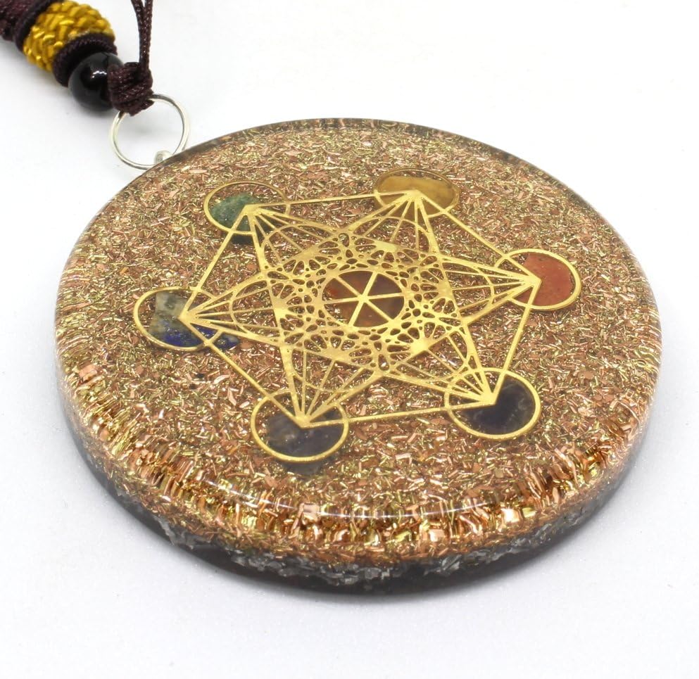 Orgone Metatron's Cube Merkaba Seven Chakras with Crystals Stones Orgone Pendant | 7 Major Chakras and Stones Orgone Pendant