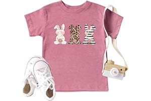 LAZYCHILD Toddler Boys Girls Easter Shirts Kids Baby Bunny T-Shirt Cute Leopard Bunnies Shirt Easter Toddler Graphic Tee