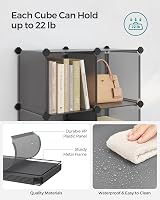 SONGMICS 6 Cube Storage Unit Modular Plastic Organizer 30x30x30 cm Grey LPC06G view 5