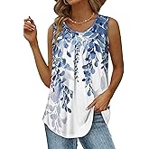 Womens Tank Tops Summer Sleeveless Blouse Crewneck Casual Loose Fit Tunic Shirt