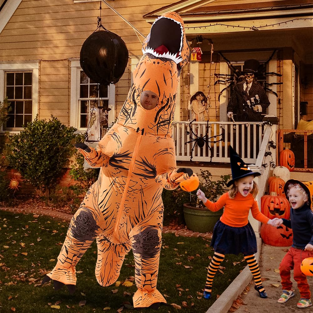 miwhse Halloween Inflatable Dinosaur Costume Adult Fancy Dinosaur Suit Blow up Trex Costume Full Body Dino Costume For Halloween Cosplay Party