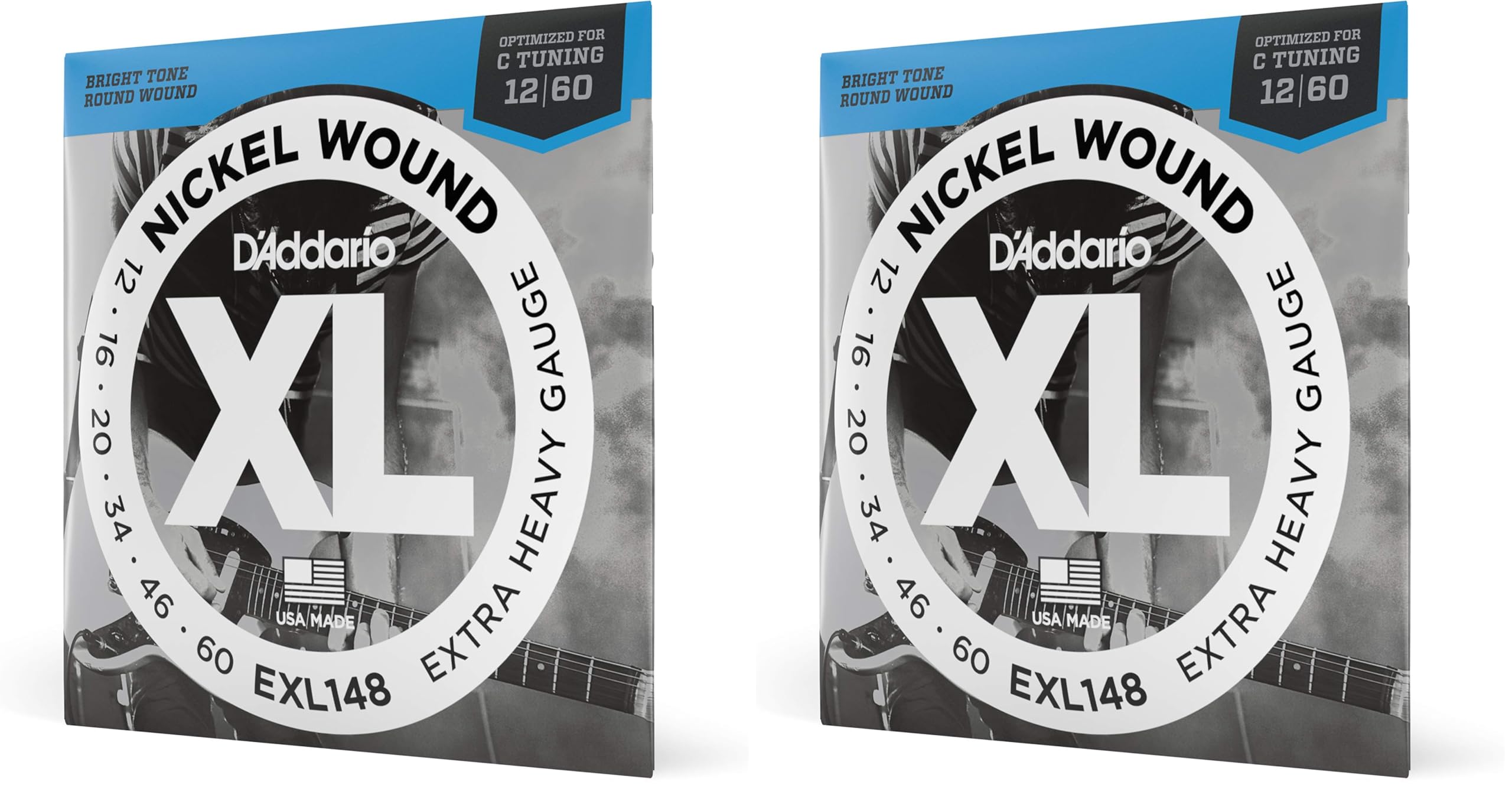 D'Addario Guitar Strings - XL Nickel Electric Guitar Strings - EXL148 - Perfect Intonation, Consistent Feel, Reliable Durability - For 6 String Guitars - 12-60 Extra Heavy (Pack of 2)