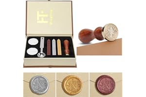 Mingting Wax Seal Stamp Kit,Mingting Classical Old-Fashioned Antique Wax Stamp Seal Kit Initial Letters Alphabet Set Gift Box with Vintage Wooden Handle and Brass Color Head(N)