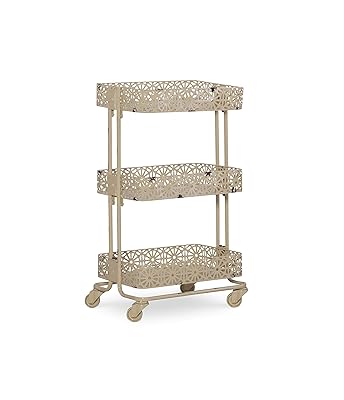 Linon Cream 3-Tier Cart Metal, 29.5" x 17" 11"