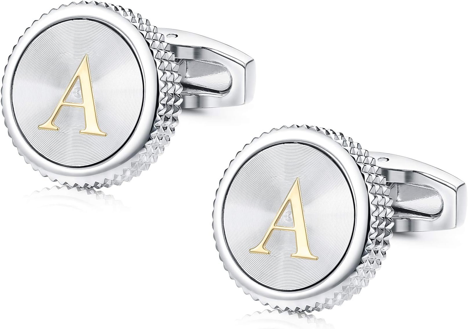YADOCA Classic Engraved Initial Cufflinks for Men Alphabet Letter Cufflinks Formal Business Wedding Shirt Accessories
