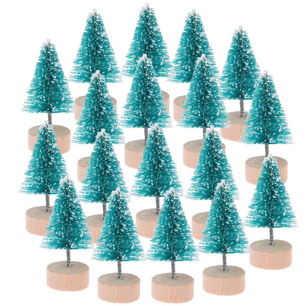Peerless 12Pcs Mini Sisal Trees with Wood Base Artificial Christmas Pine Trees Bottle Brush Trees for Winter Snow Miniature Scenes DIY Christmas Crafts Xmas Holiday Home Desk Tabletop Decor