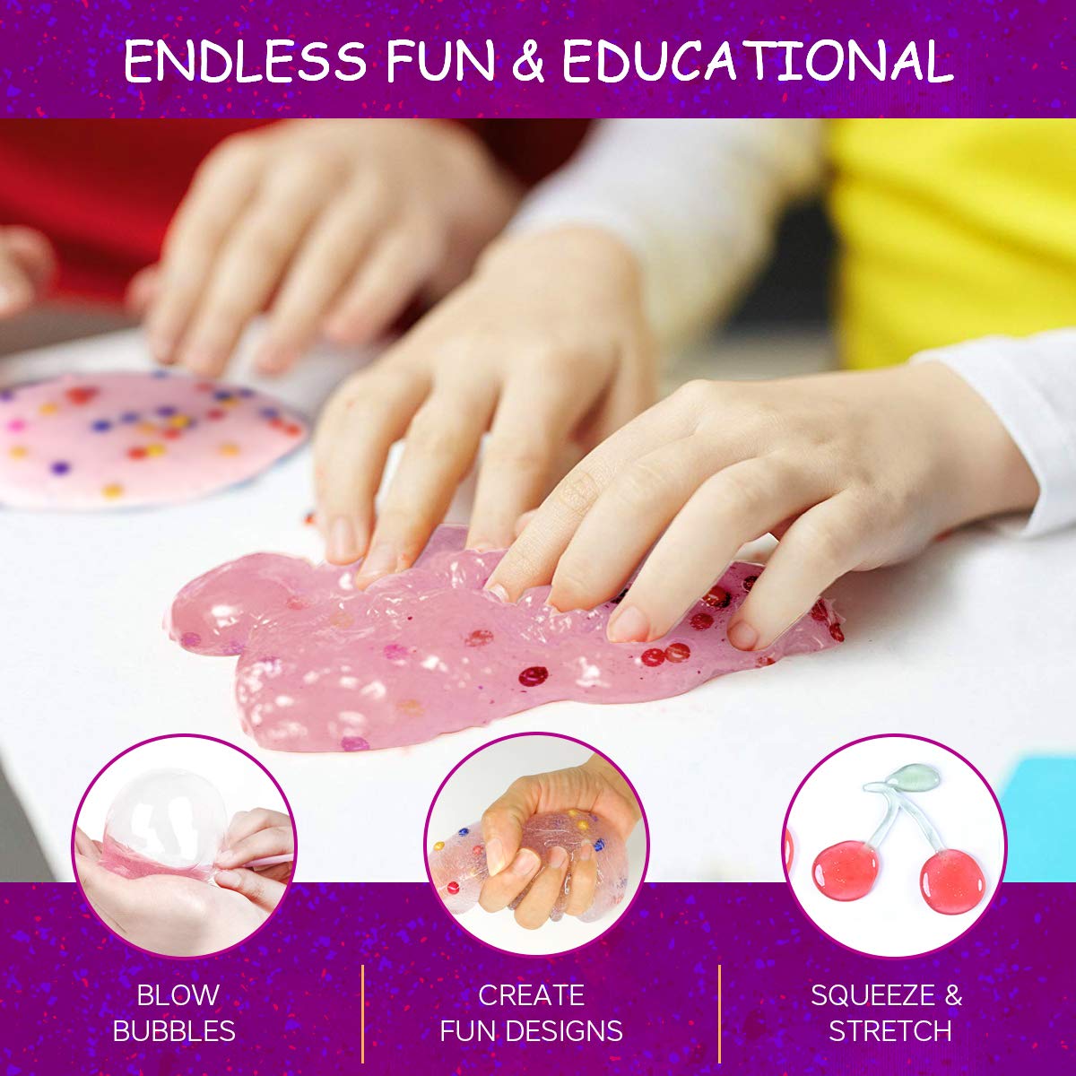 Lilizhou Clear Crystal Mud Toy Putty Making Kit for Kids and Adults, Stretchy Slime Stress Relief for girls, Super Soft and Non-Sticky, 2 Pack