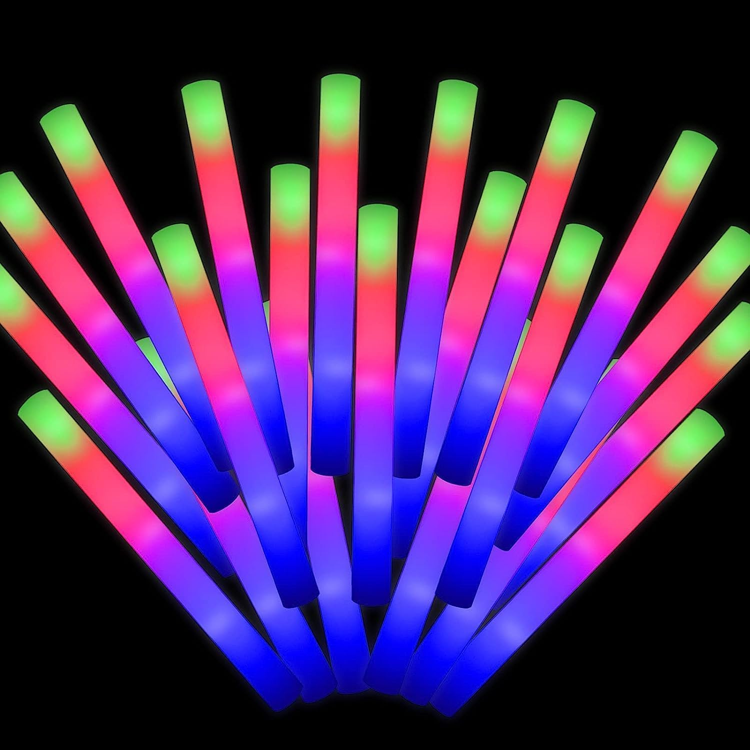 30 Pieces Led Foam Sticks - Flashing Glow Sticks Party Supplies Light Up Baton Wands for Kids, Raves, Birthday, Wedding, Christmas, Halloween, Children Toy
