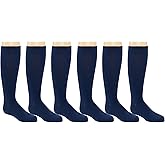 LEGWEAR ESSENTIALS Girls 6 Pack Soft Uniform Knee High Socks, Cable Dress Comfort Seam, White or Navy
