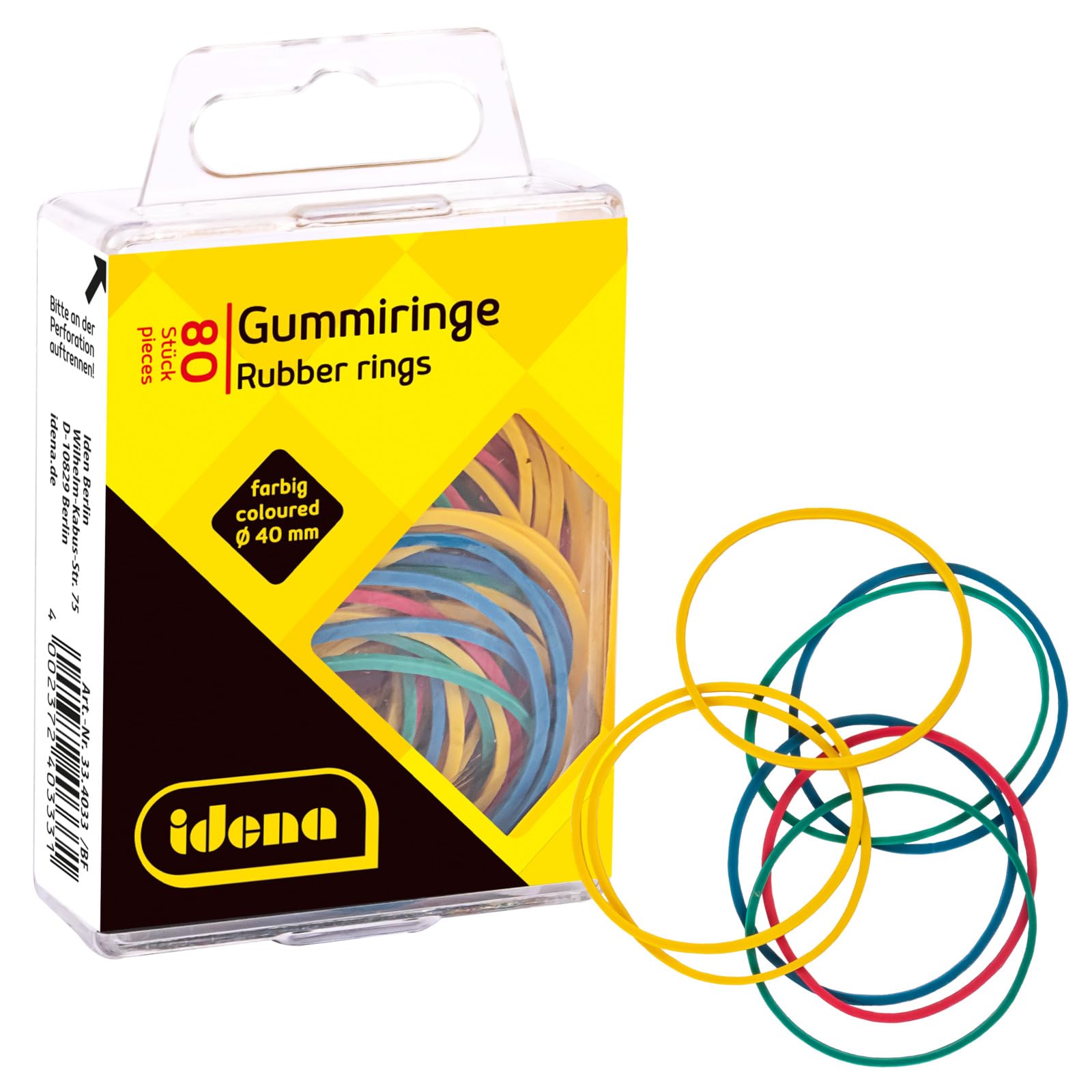 IDENA 334033 Rubber Rings 40 mm Diameter (Pack of 80)