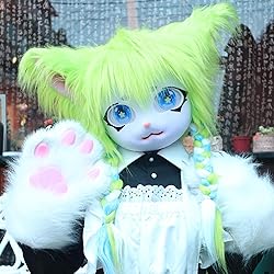 hbbhml Animal Cat Head Mask Fursuit Cute Plush