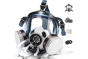 WJJIYR Full Face Respirator Mask, Gas Masks Survival Nuclear and Chemical, Gas Respirator with Activated Carbon Filters