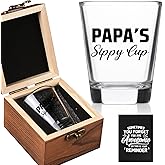 Ithmahco Papa Christmas Gift, Papa Juice Shot Glass with Wooden Box - Cool Christmas Gifts For Papas, Best Papaw Gifts