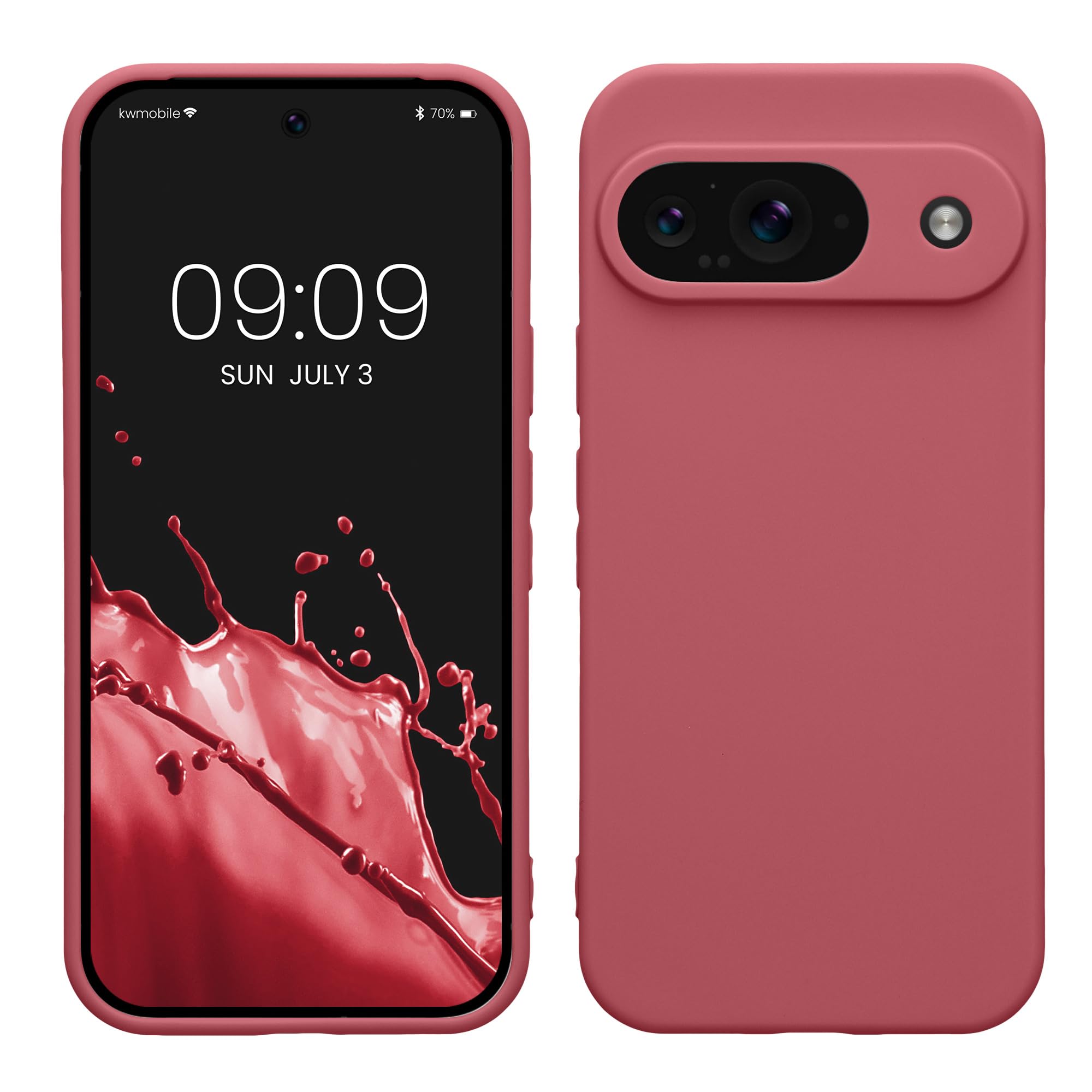 kwmobile Case for Google Pixel 9 Case - Protective Slim TPU Phone Cover - Soft Matte Finish - Dark Rose — image 1