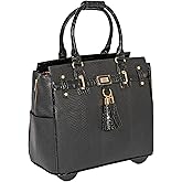 JKM & Company Rolling Laptop Bag for Women | Designer Wheeled Briefcase | Fits 13-17" Laptops | Office Travel Computer Case