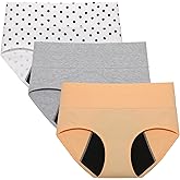 Musort Womens Period Underwear Heavy Flow High Absorbency Panties High Waisted Menstrual Leakproof Postpartum Briefs