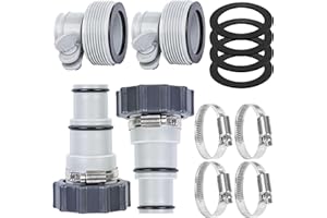 AUGISTEEN 4 Pack Pool Hose Adapter with Clamp Washer 2 Types Conversion Connector Replacement 1.5" to 1.25" Pools Pump Hose Adapter for Intex Threaded Connection Pump Hoses Above Ground Pool Accessories