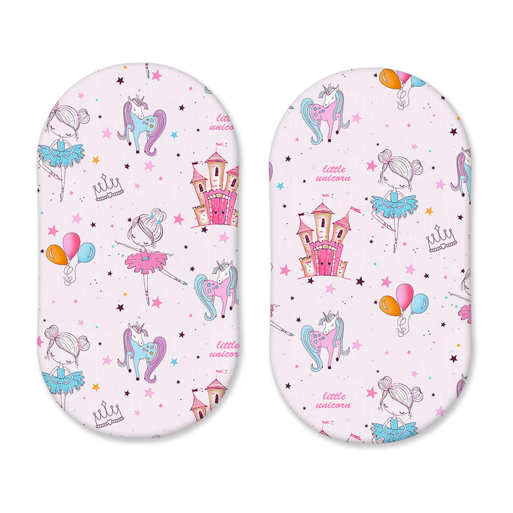 100% Pure Cotton Moses Basket Sheets Pack of 2 - Soft, Cozy, Breathable Base Cassandra Fitted Sheets - Anti-allergic Pram Sheets - Baby Pink - Fairy Tales Pattern - 81 x 41 cm