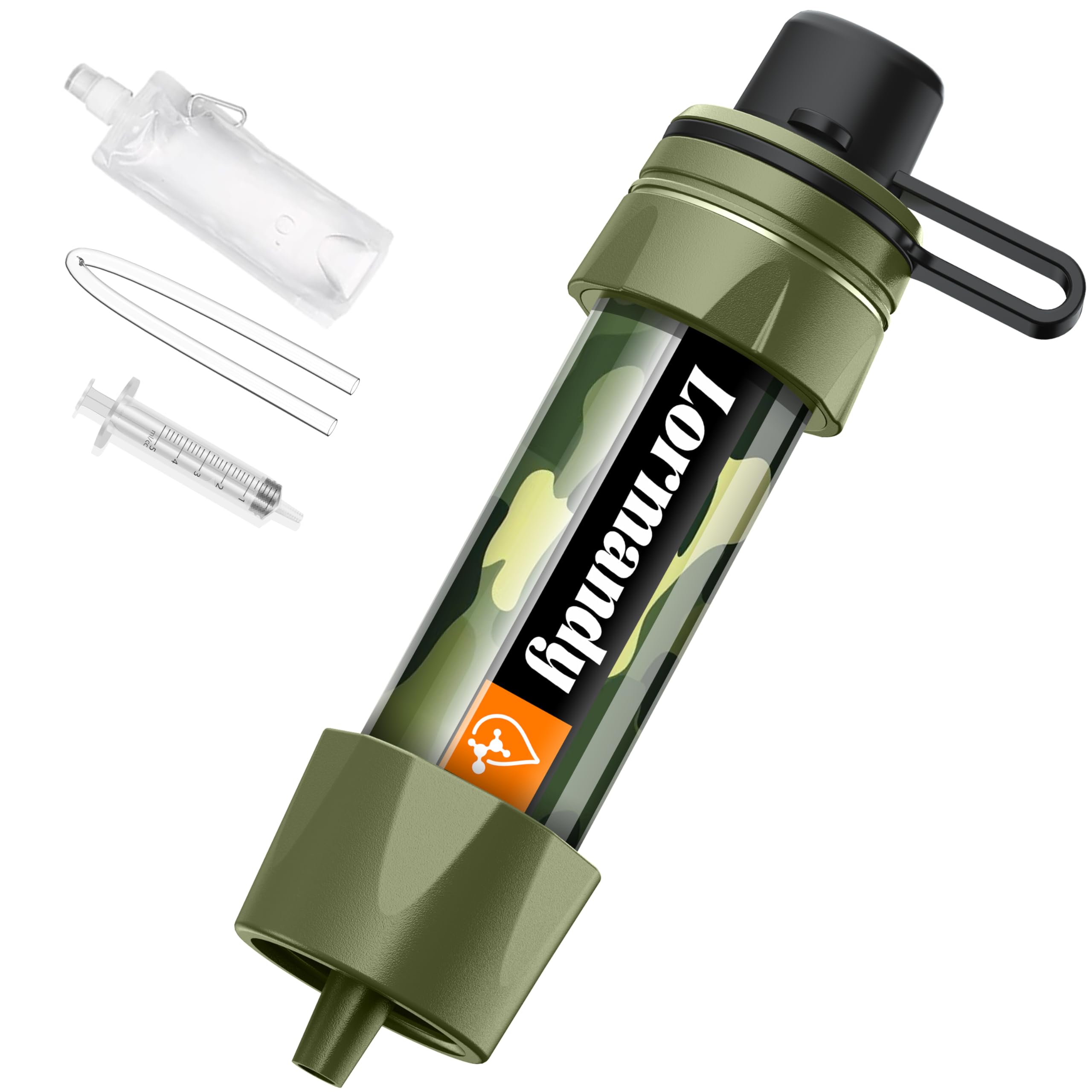 Photo 1 of Lormandy Straw Water Filter - Portable Water Purifier, Water Filtration System, Straw Water Purification System - Outdoor Emergency and Survival Gear for Hiking, Camping Accessories and Travel