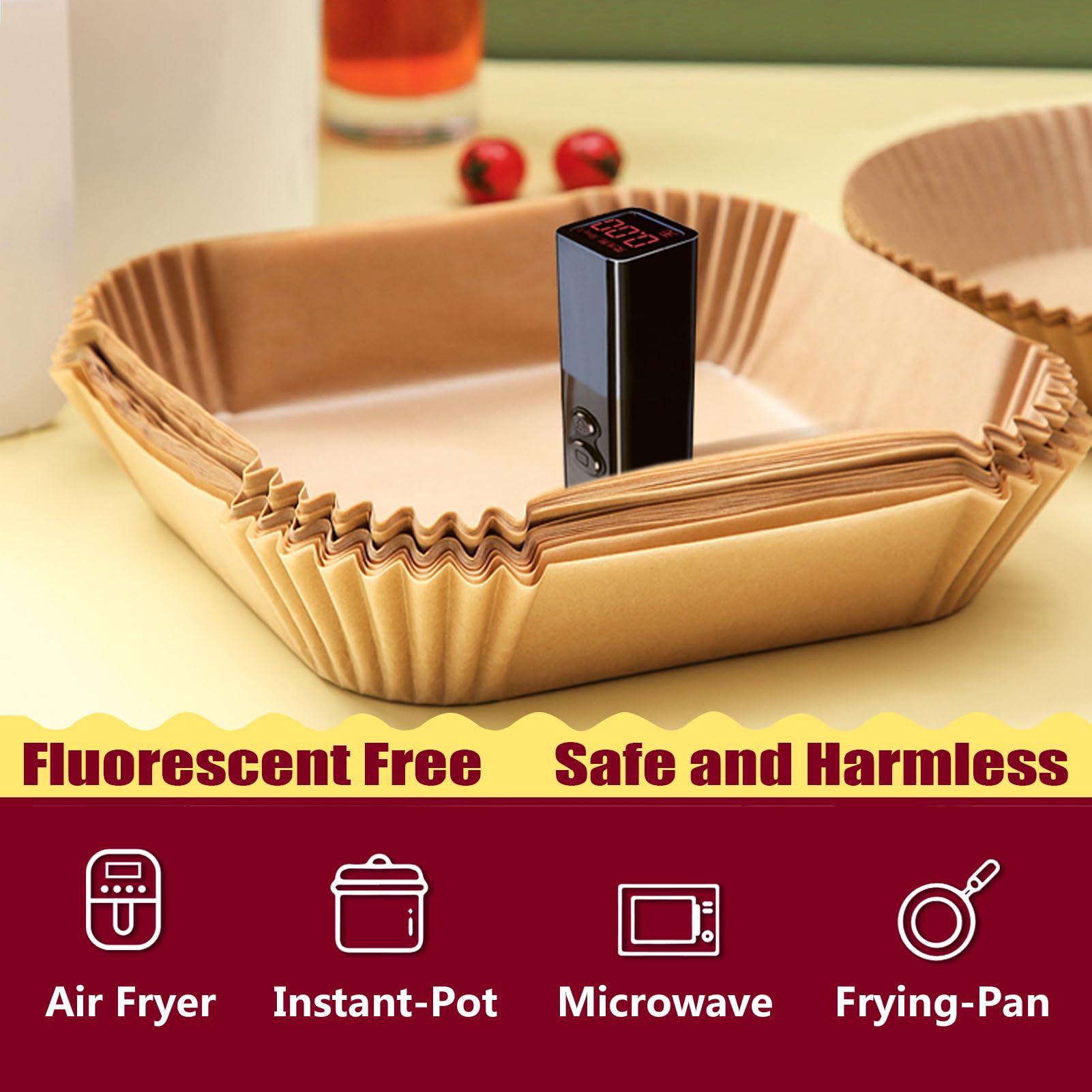 225PCS Air Fryer Disposable Paper Liners for Ninja DZ201/DZ401/DZ550/SL401 Dual Airfryer, Compatible with Bella 4Qt Slim and CHEFMAN 6 Quart Dual Basket Air Fryer, 8.6x5.5 inch Parchment Paper Liners