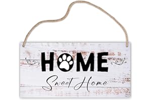 LWBEO House Warming Gifts New Home Wooden Hanging Plaque, Home Sweet Home Sign, Housewarming Gift Dog Paw gift for Dog Lover Farmhouse Wall Decor for Home Living Dining Room Bedroom Entryway Hallway -A09