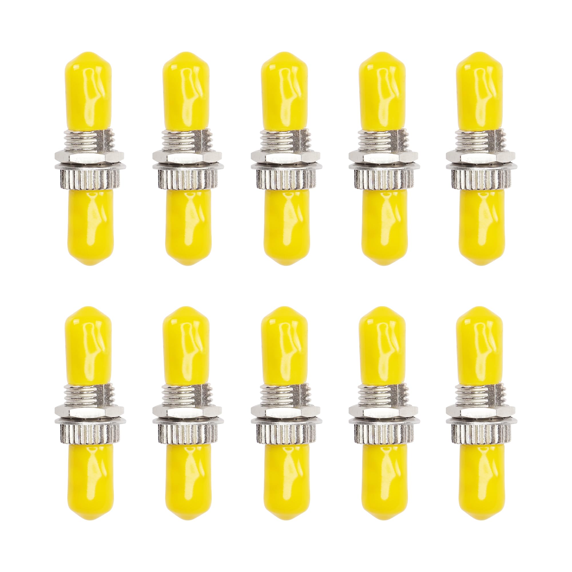 GINTOOYUN 10 PCS ST Fiber Barrel Coupler ST to ST Singlemode Fibre Optic Adapter with Yellow Dust Jacket for ST Bayonet Fibre Optic Termination Boxes