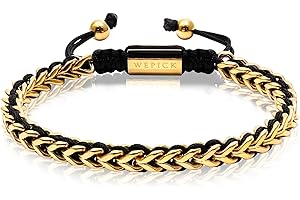 WP WEPICK Gold-Plated Bracelets for Men 18K Gold Plated Franco Link Chain Stainless Steel Bracelet Adjustable Bracelet Mens Jewelry Birthday Gift