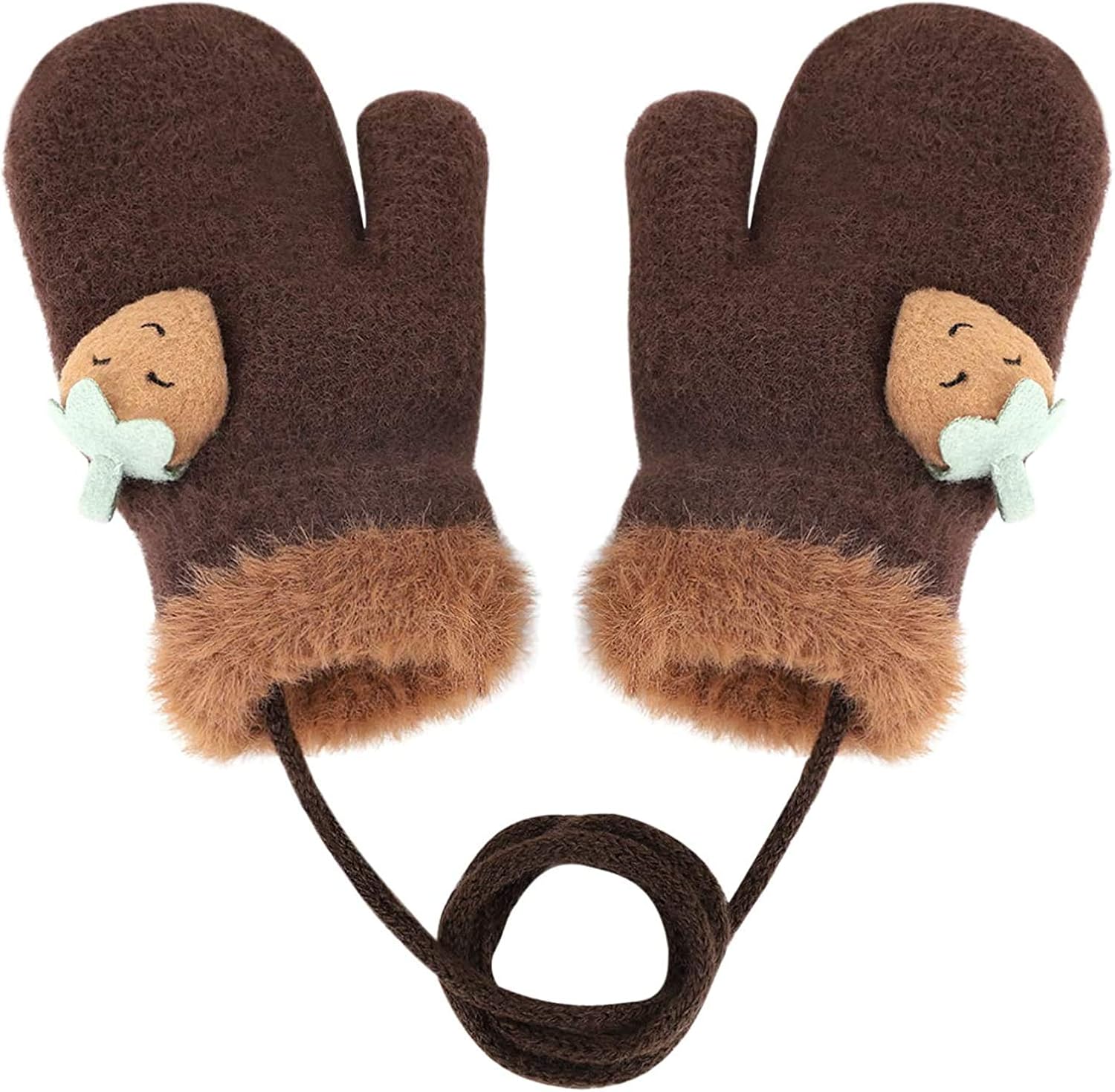 Yinitoo Toddler Kids Winter Warm Thick Plush Short Knitted Gloves With