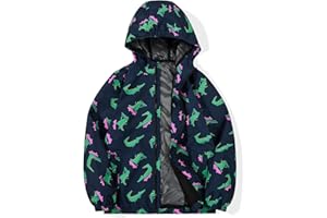 JOYSON Kid Boys Rain Jackets Lightweight Water-resistant Windbreaker Breathable Outerwear Raincoat with Hood