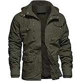 Dr.Cyril Mens Jacket Winter Casual Fleece Lined Cotton Thick Military Tactical Hooded Work Coats with Cargo Pockets