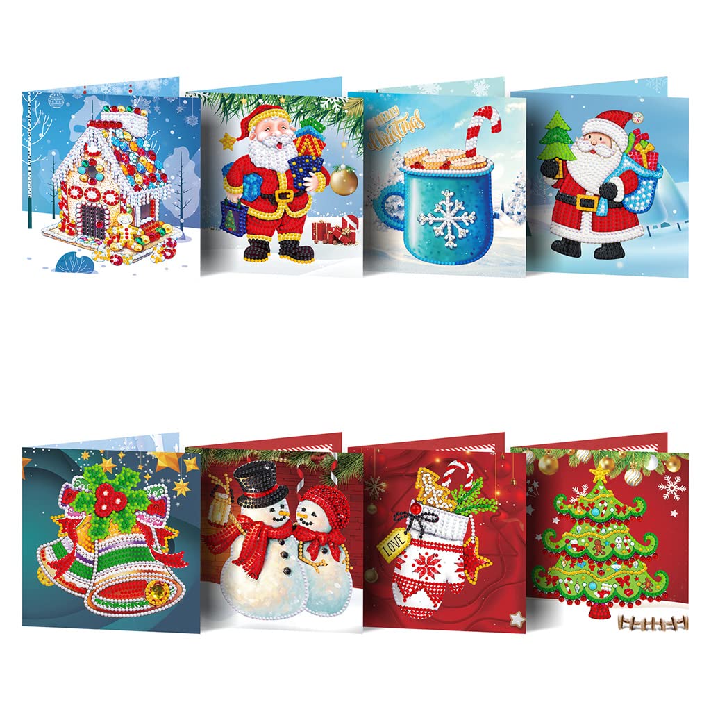 Diamond Painting Christmas Greeting Card Kits,5D Numbers Santa Claus New Year Greeting Card With Envelopes Holiday Greeting Cards Kits fit for Friends,Family,Children (Snowman A)