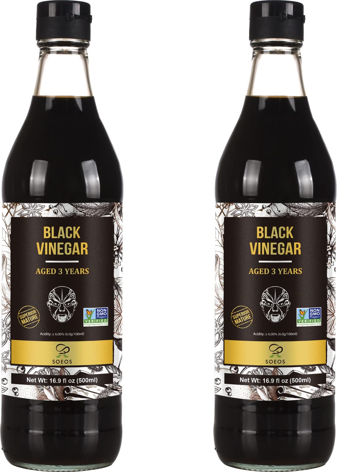 Photo 1 of Soeos Chinkiang Vinegar 16.9 fl oz (Pack of 2), Zhenjiang Vinegar, Chinese Black Vinegar, Chinese Vinegar, Black Vinegar for Braised Meats and Fish, Noodles, and Dipping Sauce
