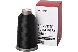 BAI Polyester Machine Embroidery Thread, 5000yds Black+402 | 40wt, Smooth Feeding, Stable Tension, Continuous Production, Repeat Orders for Logos, Hats, Patches, Uniforms
