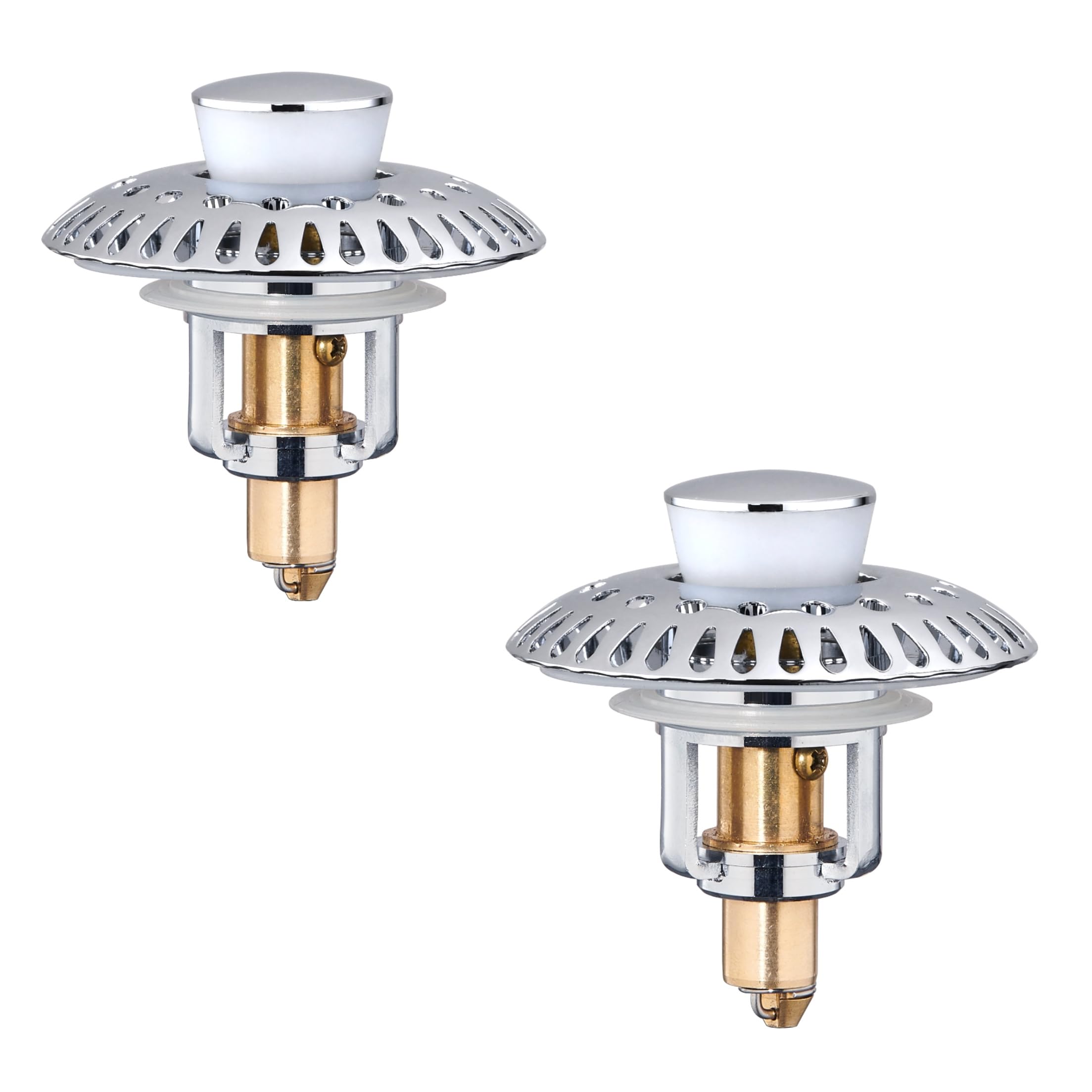 Photo 1 of Bathroom Sink Stopper for 1.06"-1.65" Drain Holes, 2 in 1 Bath Sink Drain Strainer Stopper, Pop Up Drain Cover Plug with Hair Catcher, Stainless Steel (Chrome Silver-2p)