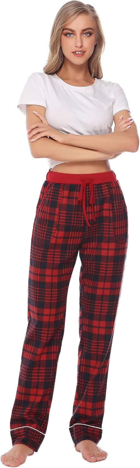 iClosam Women's Pajama Bottoms 100% Cotton Sleepwear Check PJS Lounge Pants Trousers(S-XXL) at  Women’s Clothing store
