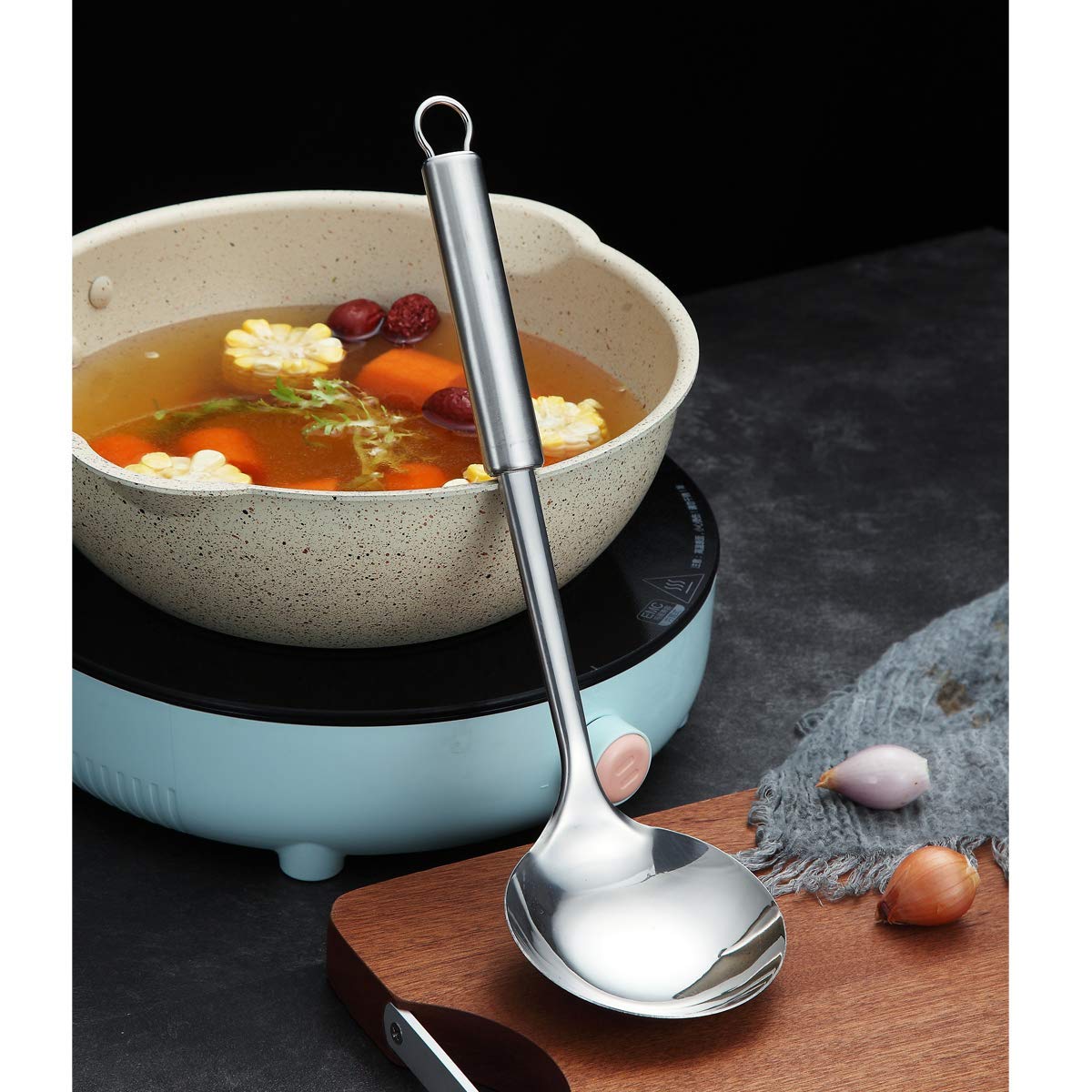 Stainless Steel Ladle, Berglander Soup Ladle, Cooking Ladle, Kitchen Ladle, Metal Soup Spoon For Cooking Non-Stick And Heat Resistant, Dishwasher Safe, Easy to Clean
