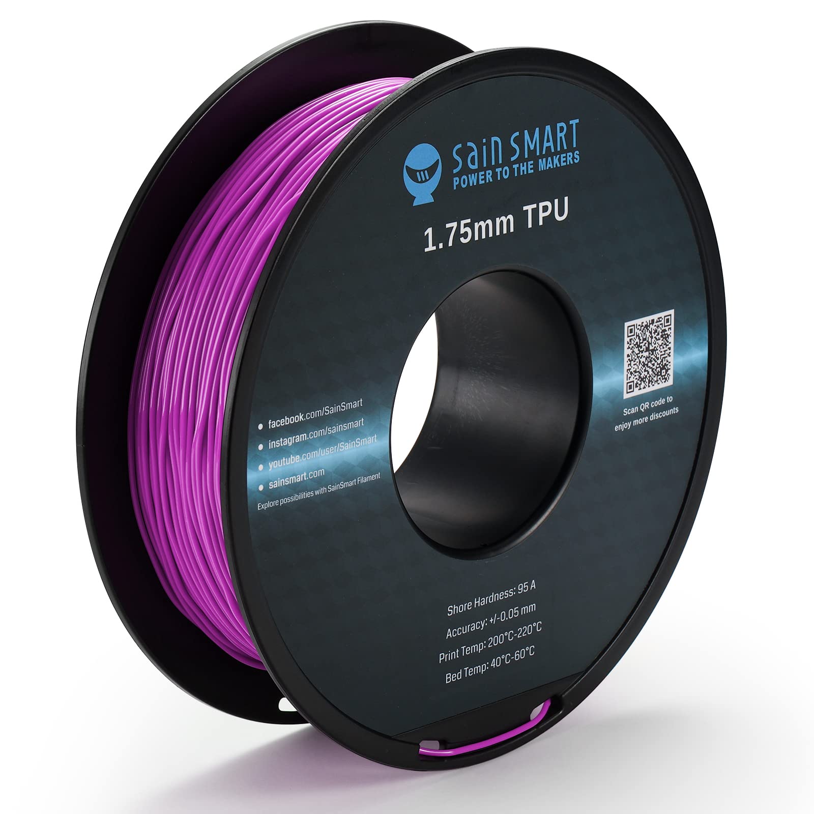 SainSmart Neon Color TPU, 1.75mm Flexible TPU 3D Printer Filament 800g, Dimensional Accuracy +/- 0.05 mm, Neon Magent