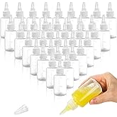Yesland 40 Pack Small Squeeze Bottles with Measurement, 2 oz Plastic Writer Bottles with Leak-Proof Top for Liquids Mini Empty Glue Bottle for Paint, Crafts, Art, Glue, Lotion - Clear