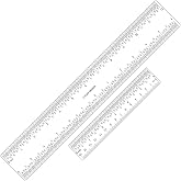 2 PCS 6"/12" Clear Acrylic Ruler Zero-Centering Ruler with Inches &amp; Metric Measuring Tool 12" and 6" Inch Straight Edge Rulers for Scrapbooking Card-Making Student School Office Home Tool